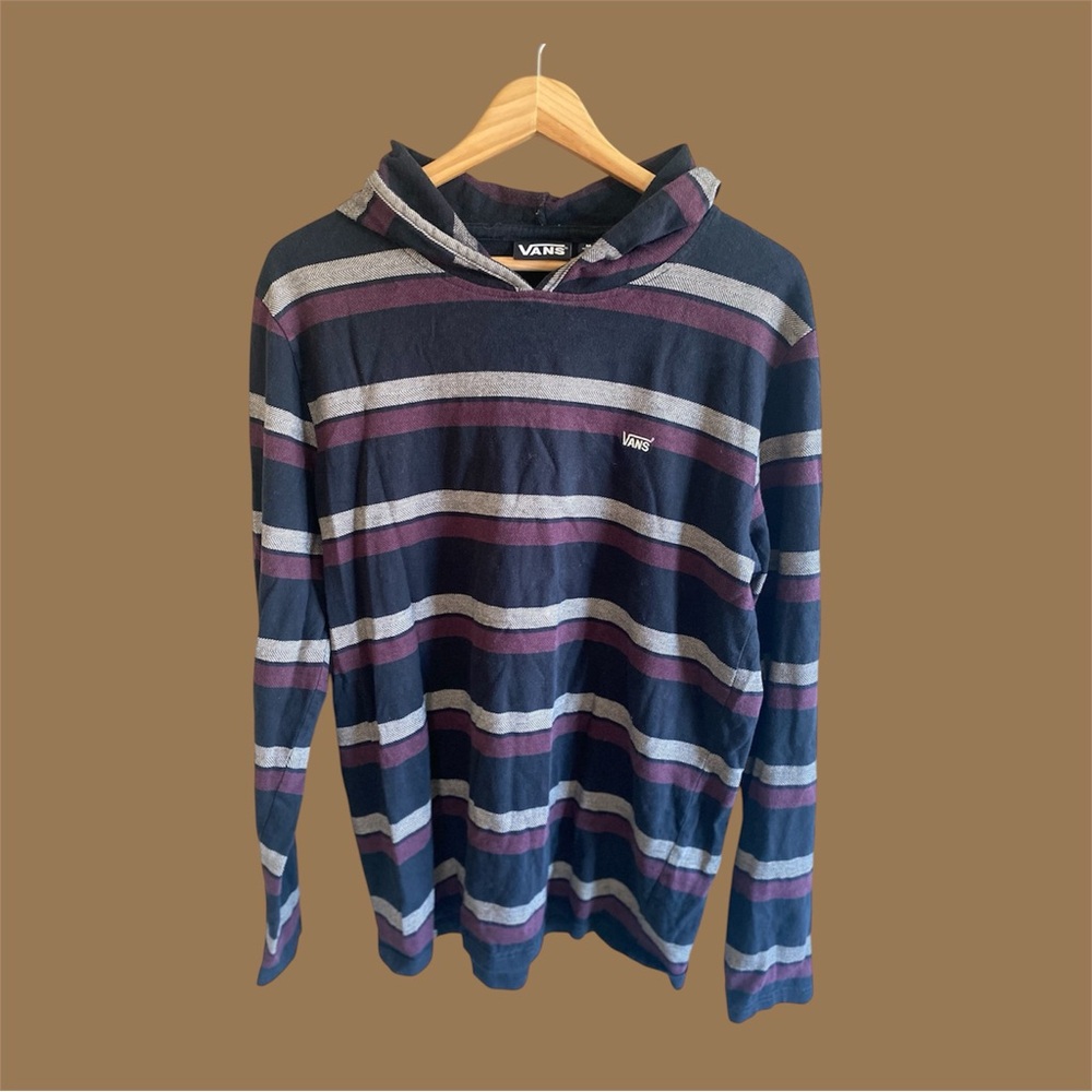 Vans Off The Wall Hoodie Men’s M Skate Sweatshirt Striped 100% Cotton Multicolor